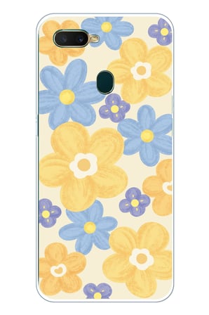 Oppo A5S-AX7-A12 Uyumlu Soft Pastel Çiçek Bahçesi Baskılı Silikon Kılıf