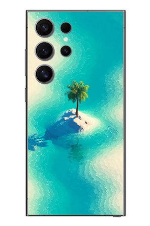 Samsung Galaxy S24 Ultra Uyumlu Adada Palmiye Baskılı Silikon Kılıf