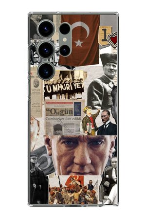 Samsung Galaxy S23 ULTRA Uyumlu Atatürk Cumhuriyet Kolaj Baskılı Silikon Kılıf