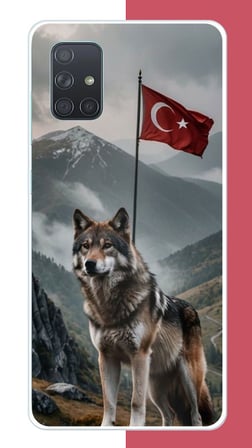 Samsung Galaxy A71 Uyumlu Ulu Kurt Baskılı Silikon Kılıf