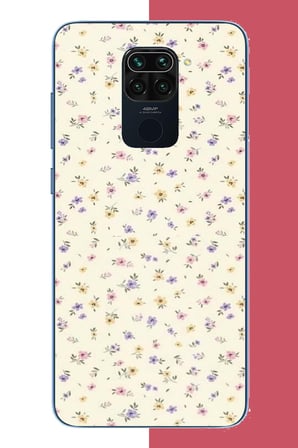 Redmi Note 9 Uyumlu sarı lila çiçek Baskılı Silikon Kılıf