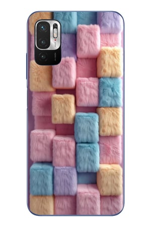 Redmi Note 10 5G Uyumlu Pembe Tüylü Kareler Baskılı Silikon Kılıf