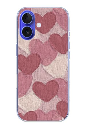 iPhone 16 Uyumlu Pastel Gül Kurusu ve Pembe Kalpli Baskılı Silikon Kılıf