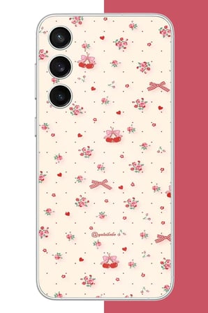 Samsung Galaxy S23 FE Uyumlu kırmızı kalpli pattern Baskılı Silikon Kılıf