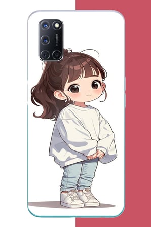 OPPO A52-A72-92 Uyumlu kawaii beyaz sweatshirt kız Baskılı Silikon Kılıf