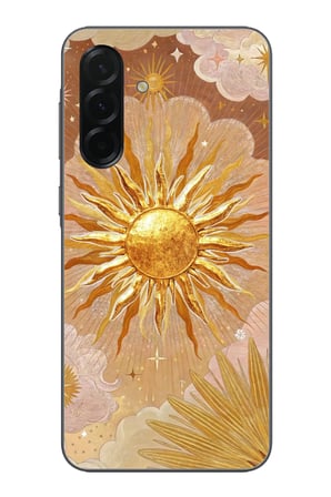 Samsung Galaxy A36 Uyumlu Altın Güneş ve Yıldız Desenli Baskılı Silikon Kılıf