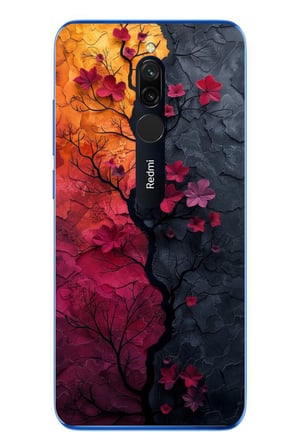 Redmi 8 Uyumlu Yaprak Geçişkenliği Baskılı Silikon Kılıf
