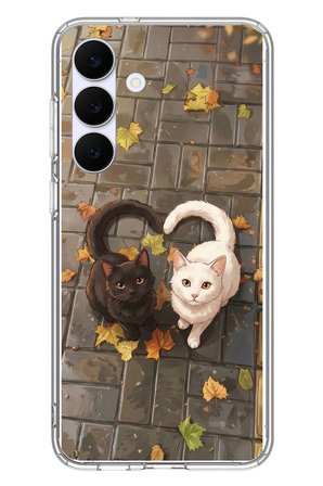 Samsung Galaxy S25 FE Uyumlu Kalp Kuyruklu Kediler Baskılı Silikon Kılıf