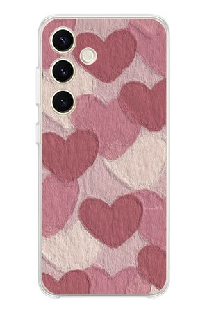 Samsung Galaxy S24 Uyumlu Pastel Gül Kurusu ve Pembe Kalpli Baskılı Silikon Kılıf