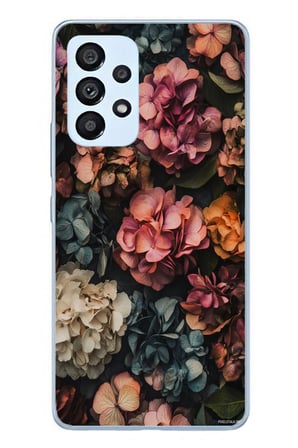 Samsung Galaxy A53 Uyumlu Koyu Çiçekler Baskılı Silikon Kılıf