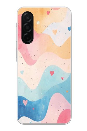 Samsung Galaxy A26 Uyumlu Pastel Renkli Dalgalı ve Kalp Baskılı Silikon Kılıf