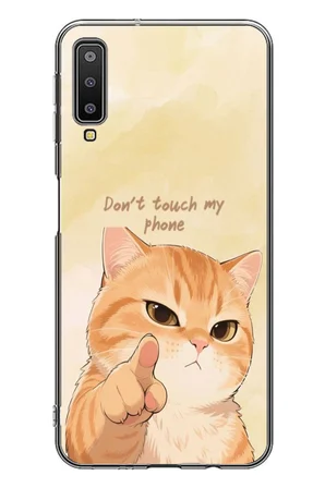 Samsung Galaxy A7 2018 Uyumlu Dont Touch My Phone Baskılı Silikon Kılıf