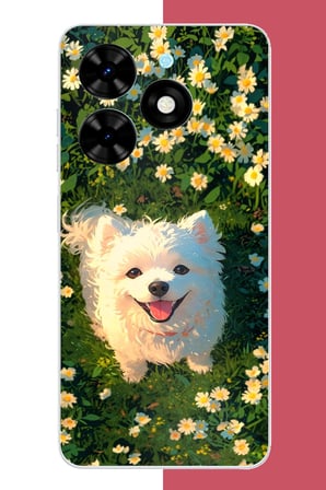 Tecno Spark Go 2024 Uyumlu kaniş köpek Baskılı Silikon Kılıf