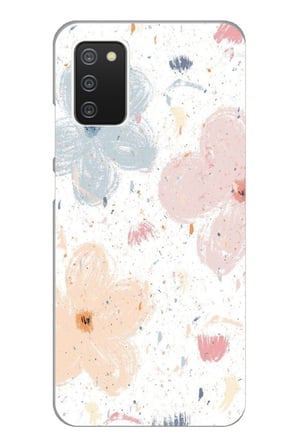 Samsung Galaxy A02S Uyumlu Pastel Soyut Çiçek ve Leke Desenli Baskılı Silikon Kılıf