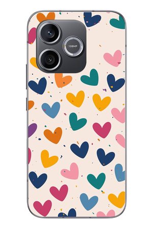 Honor 600 Uyumlu Mavi Sarı Kalpler Baskılı Silikon Kılıf