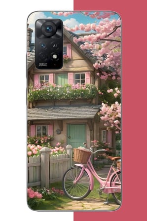 Redmi Note 11E Uyumlu pembe bisiklet Baskılı Silikon Kılıf