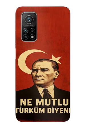 Xiaomi Mi 10T-10T PRO Uyumlu Ne Mutlu Türkiye Bayrak Atatürk Baskılı Silikon Kılıf