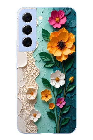 Samsung Galaxy S22 Uyumlu Güzel Modern Çiçekler Baskılı Silikon Kılıf