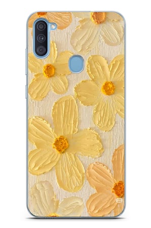 Samsung Galaxy A11-M11 Uyumlu Güneşin Dokunuşu Sarı Papatya Baskılı Silikon Kılıf