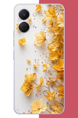 Tecno Spark Go 3 Uyumlu Altın Çiçek Esintisi Baskılı Silikon Kılıf