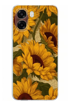 Oppo A6T - A6X Uyumlu Altın Sarısı Ayçiçeği Bahçesi Baskılı Silikon Kılıf
