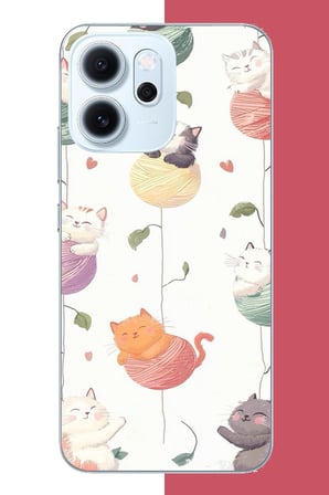 OPPO Reno 14F Uyumlu yumaktaki kediler Baskılı Silikon Kılıf