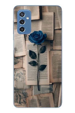 Samsung Galaxy M52 Uyumlu Mor Gül Baskılı Silikon Kılıf