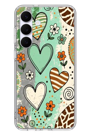 Samsung Galaxy S25 FE Uyumlu Renkli Kalpler Baskılı Silikon Kılıf
