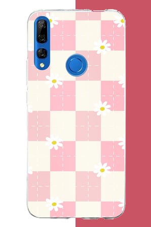 Honor 9X Uyumlu papatyalı grid Baskılı Silikon Kılıf