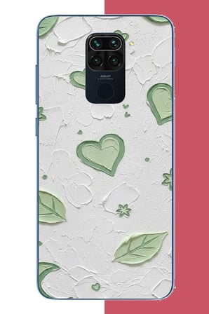 Redmi Note 9 Uyumlu yeşil kalpli tuval Baskılı Silikon Kılıf