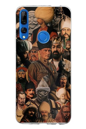 Honor 9X Uyumlu Türk Büyükleri Kolaj Baskılı Silikon Kılıf