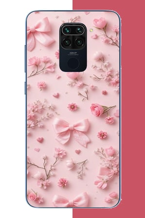 Redmi Note 9 Uyumlu pembe fiyonk gül.jpeg Baskılı Silikon Kılıf