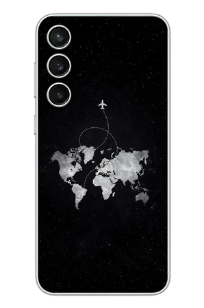 Samsung Galaxy S23 Fe Uyumlu Dünya Haritası Uçuş Baskılı Silikon Kılıf