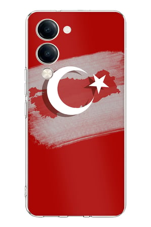 Vivo Y04 Uyumlu Türkiye Harita Detaylı Türk Bayrağı Baskılı Silikon Kılıf