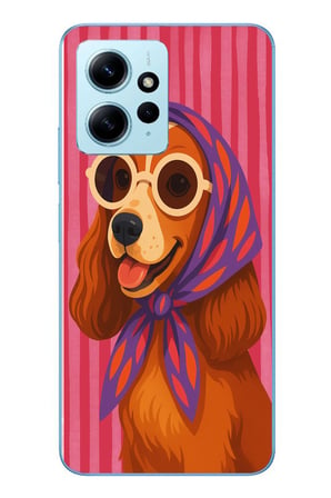 Redmi Note 12 4G Uyumlu Gözlüklü Köpek Baskılı Silikon Kılıf