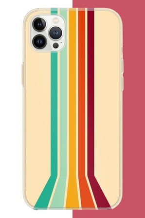 iPhone 12 PRO MAX Uyumlu Retro Renk Şeritleri Baskılı Silikon Kılıf