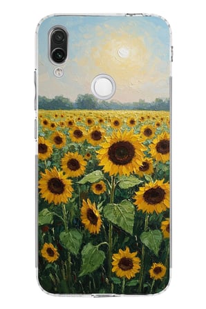 Redmi Note 7-7 PRO Uyumlu Ay çiçeği sulu boya Baskılı Silikon Kılıf