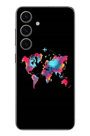 Samsung Galaxy S24 Uyumlu Dünya Renkli Haritası Baskılı Silikon Kılıf