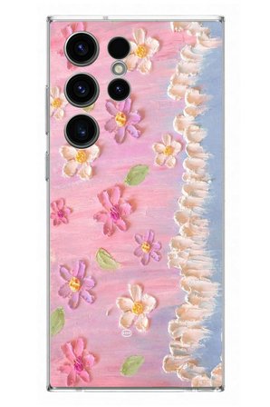 Samsung Galaxy S23 Ultra Uyumlu Çiçek Dalgaları Baskılı Silikon Kılıf