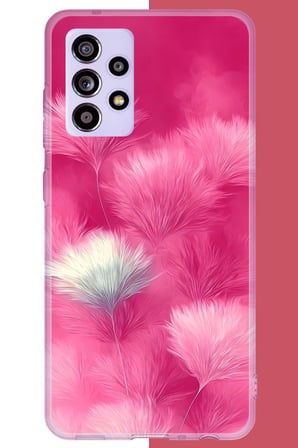 Samsung Galaxy A52-A52S Uyumlu Pembe Tüyler Baskılı Silikon Kılıf