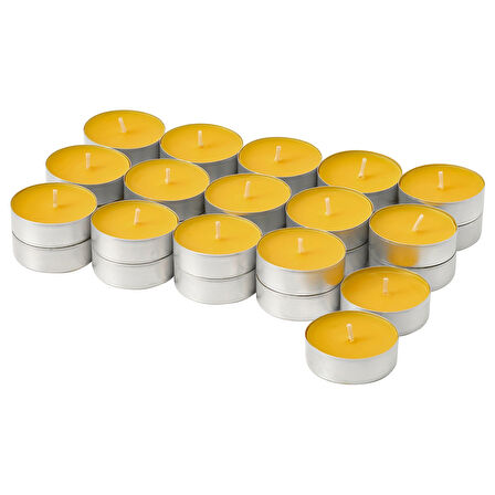 Kokulu tealight mum, sarı, 3.5 saat, 30 adet, mimoza