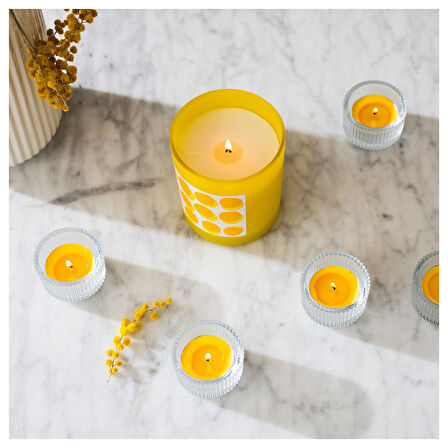 Kokulu tealight mum, sarı, 3.5 saat, 30 adet, mimoza
