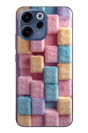 Oppo Reno 15F Uyumlu Pembe Tüylü Kareler Baskılı Silikon Kılıf
