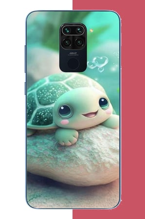 Redmi Note 9 Uyumlu sevimli kaplumbağa Baskılı Silikon Kılıf