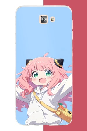 Samsung Galaxy J7 Prime Uyumlu kawaii pembe saçlı kız Baskılı Silikon Kılıf