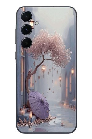 Samsung Galaxy A55 Uyumlu Mor Lamba Altı Baskılı Silikon Kılıf