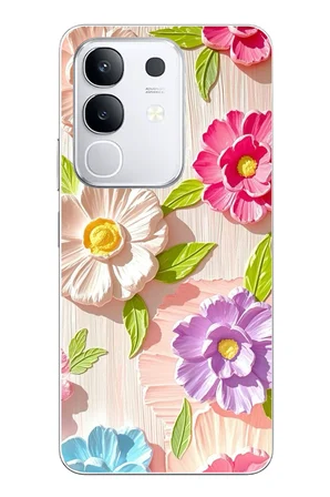 Vivo Y29 Uyumlu Renkli Çiçek Bahçesi Baskılı Silikon Kılıf