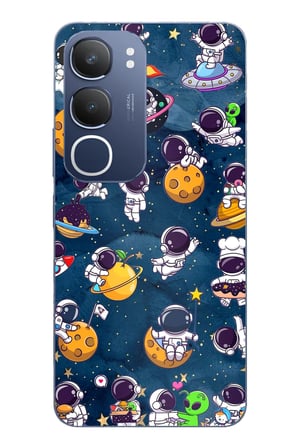 Vivo Y19s Uyumlu Minik Astronotlar Uzayda Baskılı Silikon Kılıf