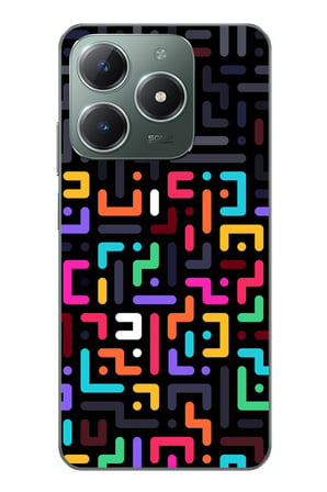 Realme C61 Uyumlu Renkli Karışık Çizgiler Baskılı Silikon Kılıf