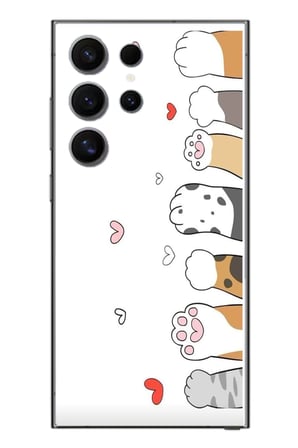 Samsung Galaxy S24 Ultra Uyumlu Kedi Harekatı Patileri Baskılı Silikon Kılıf